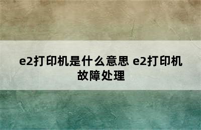 e2打印机是什么意思 e2打印机故障处理